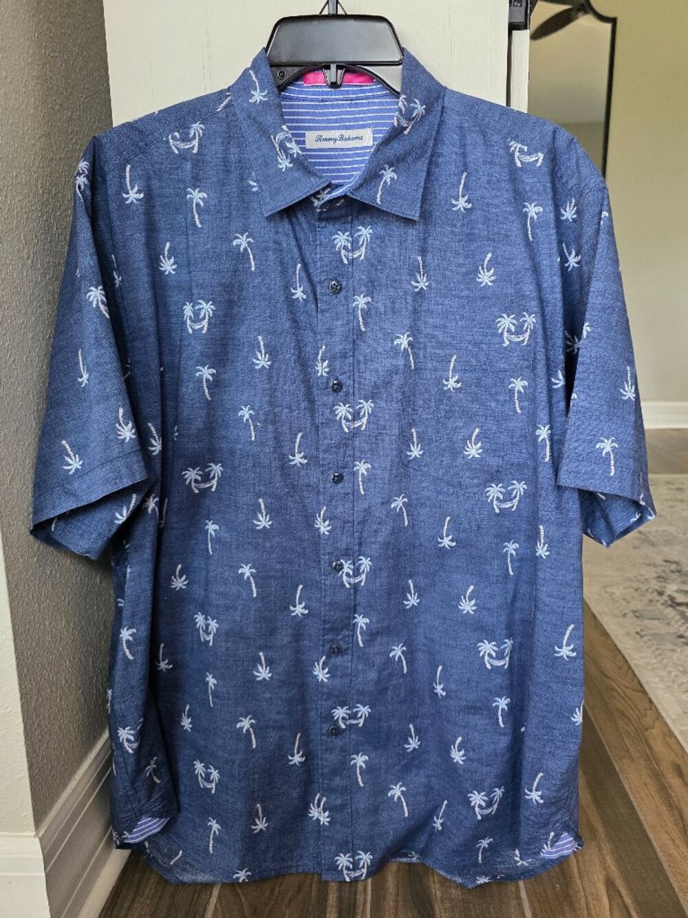 🌴 Tommy Bahama Men's Palm Tree Print Casual Button-Up Camp Shirt Size Large 🌴